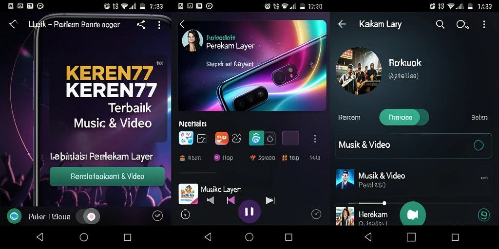 Tampilan antarmuka KEREN77 saat merekam layar dengan fitur lengkap.