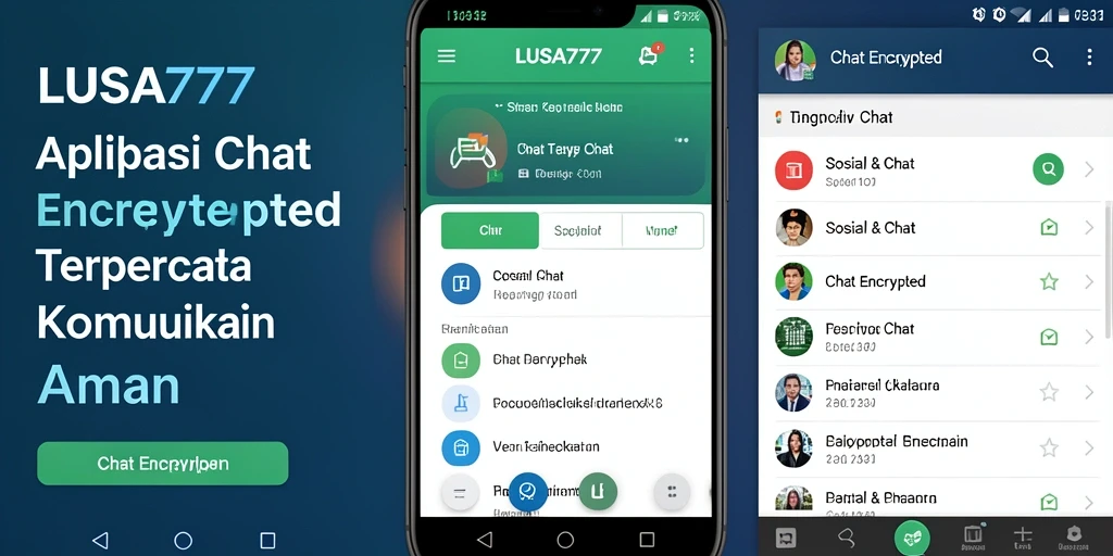 Tampilan antarmuka aplikasi LUSA777 untuk chat terenkripsi yang aman.