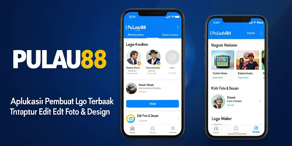 Antarmuka aplikasi PULAU88 menampilkan fitur Logo Maker yang intuitif.