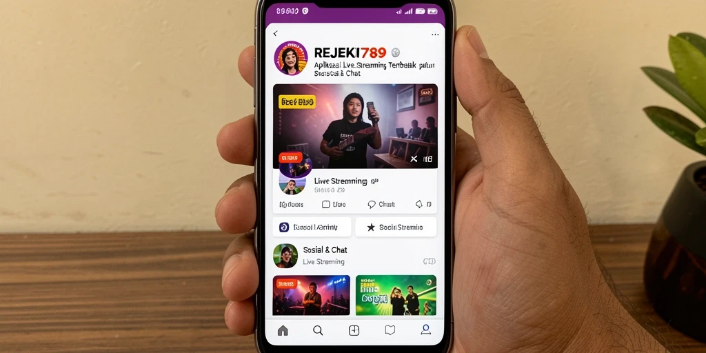 Tampilan antarmuka aplikasi REJEKI789 dengan fitur Live Streaming yang menarik.
